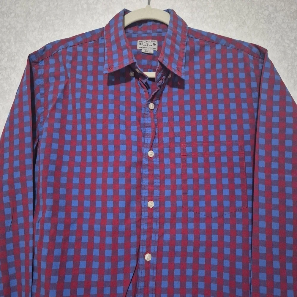 J. Crew Red and Blue Checkered Casual Shirt...Size:M